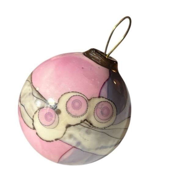 Frederick Frances Hand Painted Abstract Christmas Ornament 1984 Signed 3" - Picture 1 of 5